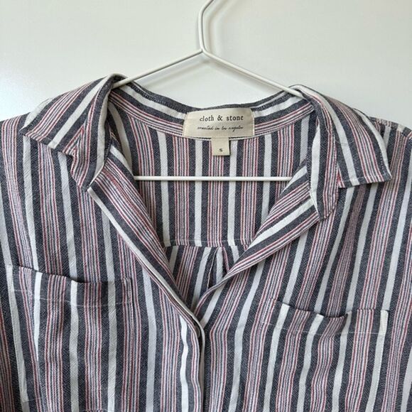 Anthropologie Cloth & Stone Linen Stripe Shirt size Small - Picture 9 of 10